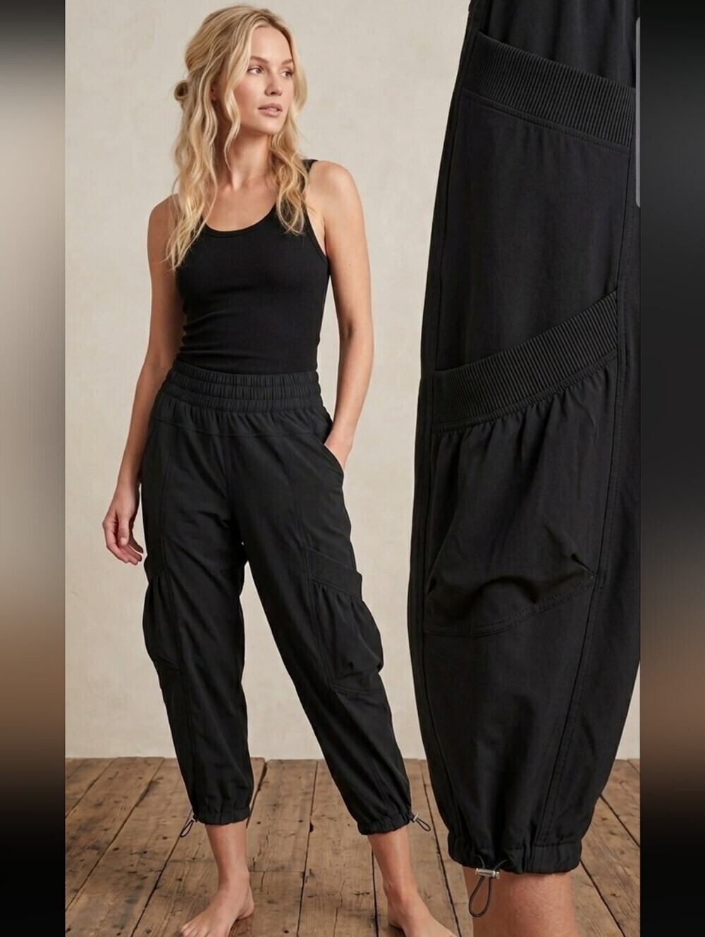 Lululemon Seek The Peak Crop Pants Black Drawcord Cuff 8